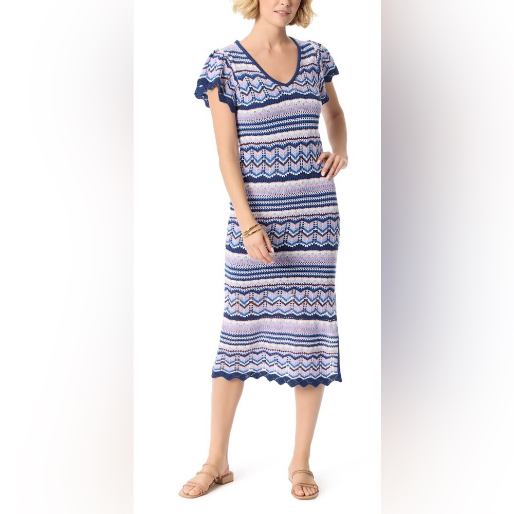 NWT Women’s Jessica Simpson Navy Peony Trinity Crochet Coachella Dress. Size M.